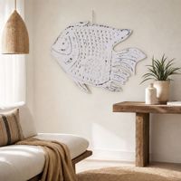 decoracion de pared pez de acero blanco 108x16x80 cm
