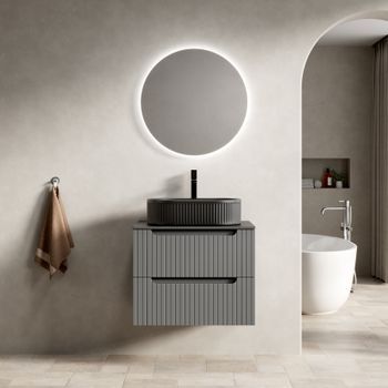 Mueble De Lavabo Suspendido - Mueble De Baño - Contrachapado - Gris Oscuro (60x46x62.2cm)
