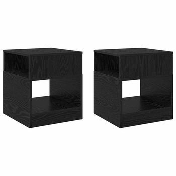 2 Piezas Mesa Auxiliar | Mesa De Apoyo Roble Negro 40,5 X 40 X 45 Cm