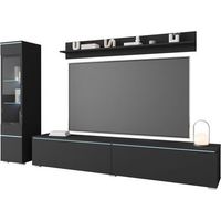 conjunto de muebles de salon vera i juego de muebles de salon mueble de television con iluminacion led color negro mate