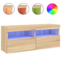 mueble de tv de pared con luces led roble sonoma 100x30x40 cm vidaxl