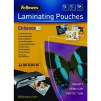 fellowes laminating pouch a4 2x80 micron 5306114 pk100
