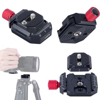 Kit Placa y Base Lanxire Doble Arca-Swiss, Aleación de Aluminio con Rosca 1/4 y 3/8 para Cámaras DSLR, Acción y Trípode