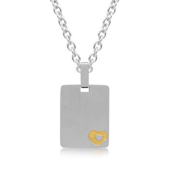 Cadena con colgante de corazón bicolor grabable