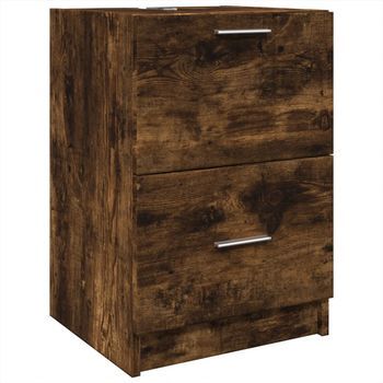Armario De Lavabo Madera Ingeniería Roble Ahumado 40x37x59 Cm Vidaxl