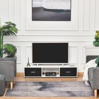 mueble de tv de aglomerado de madera homcom 140x30x32cm-blanco negro