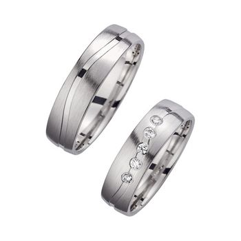 Alianzas oro blanco con diamantes ancho 5,5 mm