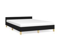 estructura de cama con cabecero de tela negro 140x190 cm