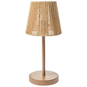 Lámpara De Mesa Boho Con Pantalla De Cuerda De Papel Y Base De Metal Con Acabado Mate Salón Dormitorio Marrón Hanger