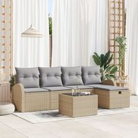conjunto de sofas de jardin  de 6 piezas con cojines beige de rattan de polietileno v2725 unico  beige