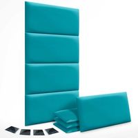 dhome juego de 8 paneles tapizados de pana premium pack autoadhesivos para pared acusticos absorbentes proteccion impactos turquesa 50x30cm x8
