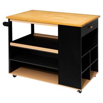 Isla De Cocina Con Ruedas, Madera, Negra - 5 Five Simply Smart