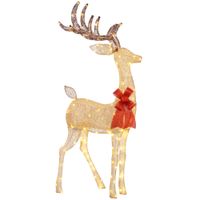 outsunny reno luminoso de navidad decoracion de navidad con 137 led blanco calido illuminacion navidena para hogar jardin dorado   aosom espana