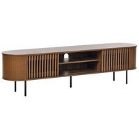 mueble tv tablero de particulas patas de metal estilo retro muebles de sala de estar almacenaje marron oscuro taroon