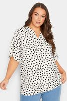 yours blusa blanca media manga de lunares mujer curvy y tallas grandes yours