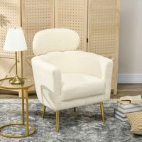 sillon de salon de poliester espuma metal homcom 71x65x90 cm crema