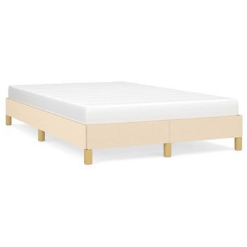 Cama Matrimonial | Cama Para Adultos | Estructura De Cama Tela Crema 120x190 Cm