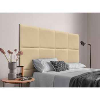 Dhome Cabecero Tapizado Para Camas De 220 De Polipiel Premium Compuesto De Paneles Autoadhesivos Intercambiables Lujo Dormitorio Acolchado (vainilla,