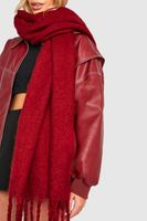 bufanda oversize gruesa con flecos rojo