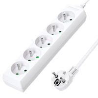 aigostar regleta alargador de 5 enchufes 16a 2p  e con cable de 5 metros e color blanco