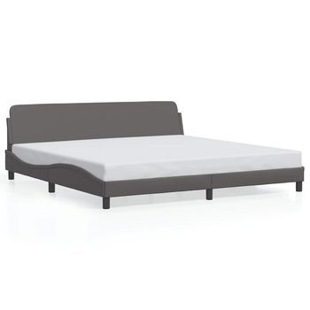 Estructura De Cama Dover Cuero Sintético Gris 200x200 Cm Vidaxl