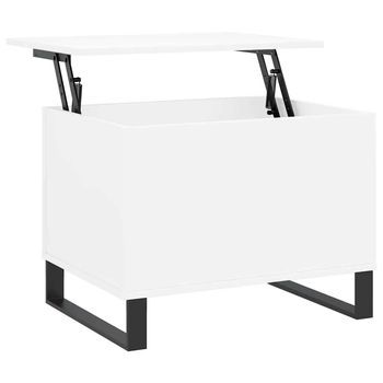Mesa De Centro 60x44,5x45 Cm Madera Y Metal Trabajados - Blanco