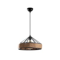 lampara de techo negro rustico con pantalla de cuerda