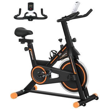 Bicicleta Estática Rolipo Bicicleta Estática Con Volante De Inercia De 8 Kg, Pantalla Lcd, Pulsómetro, Sillín Y Manillar Ajustables