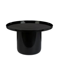 mesa de centro redonda de aluminio lacada en negro brillante