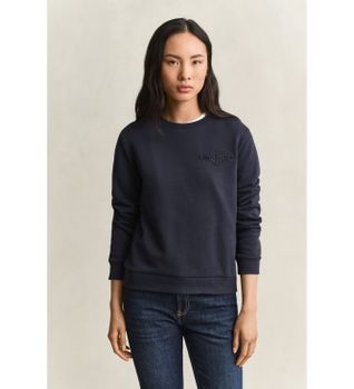 Gant para mujer. 4202586 Sudadera Tonal Shield Azul Marino (XS), Casual, Algodón