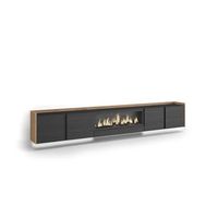 mueble tv almayate-02 suspendido con chimenea y luces led