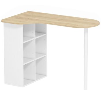 HOMCOM Escritorio Irregular 100x59 cm con 6 Compartimentos 4 Estantes Regulables y Estructura de Acero Roble   Aosom España
