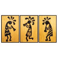 decoracion pared de madera african music 2 multicolor 39x59 cm 3 piezas