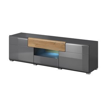 Mueble Para Tv De 160 Cm Colección Ohio. Color Gris Antracita Y Roble.