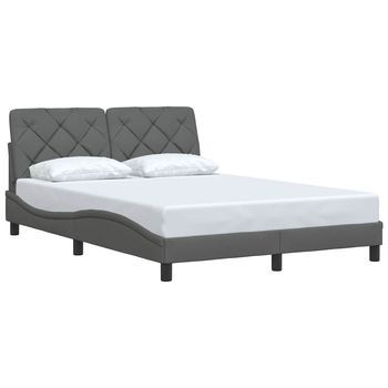 Cama Matrimonial | Cama Para Adultos | Estructura De Cama Sin Colchón Tela Gris Oscuro 120x200 Cm