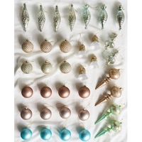 conjunto de 35 bolas de navidad decorativas de vidrio para colgar en el arbol de navidad estilo glam tradicional multicolor frosting