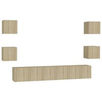 set muebles de salon tv  mueble de salon  gabinete de tv 7 pzas madera ingenieria roble sonoma