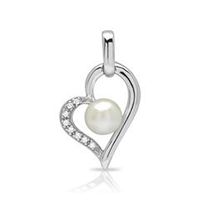 colgante de plata 925 corazon perla circonita