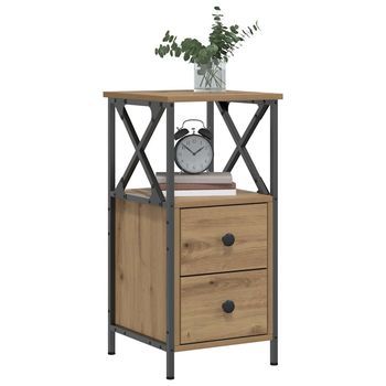Mesita De Noche - Mueble De Dormitorio - Madera De Ingeniería - Roble Artisan (34x35.5x70cm)