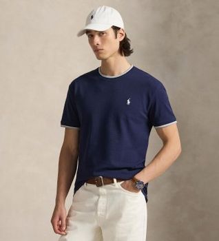 Polo Ralph Lauren para hombre. 710963492001 Camiseta de piqué elástico Classic Fit marino (S), Casual, Algodón, Manga corta