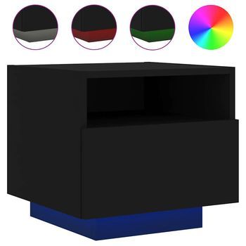 Mesita De Noche Con Luces Led Negro 40x39x37 Cm Vidaxl