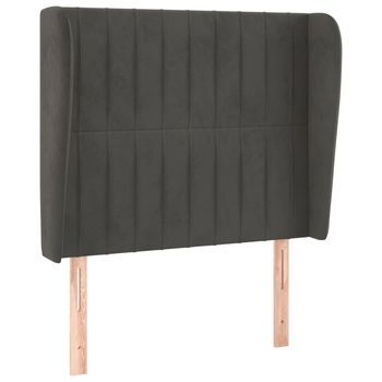 Cabecero Con Orejas De Terciopelo Gris Oscuro 103x23x118/128 Cm Vidaxl