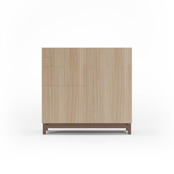 Zapatero de melamina nogal claro patas moka 90x90x27 cm