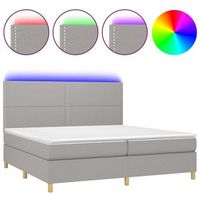 estructura de cama led con cabecero con somier y cubrecolchon 200x200 cm tela gris claro tdl0207793