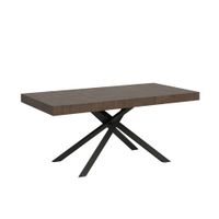 mesa extensible 90x180284 cm efecto madera nogal hierro