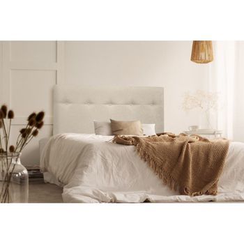 Cabecero Cama Sevilla Largo Tapizado Tejido Antimanchas Beige 180x125cm