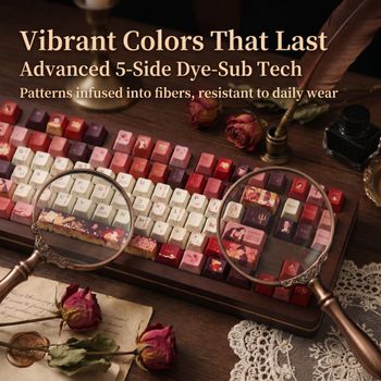 Teclas PBT Premium de 120 Teclas, Perfil Cherry, Doble Inyección, Sublimación de Cinco Lados, Anti-Aceite, Teclados Mecánicos Universales