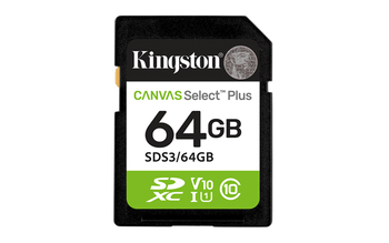 KINGSTON 64GB SDXC CANVAS SELECT PLUS GEN3 100MB/S C10 UHS-I U1 V10