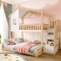 litera infantil 90x200 y 140x200 con escalera con almacenaje y ventana