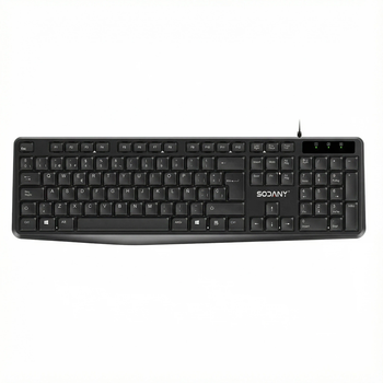 SODANY Teclado con Cable USB Diseño Español Ñ QWERTY Ergonómico Silencioso Teclas Planas para Oficina PC Negro